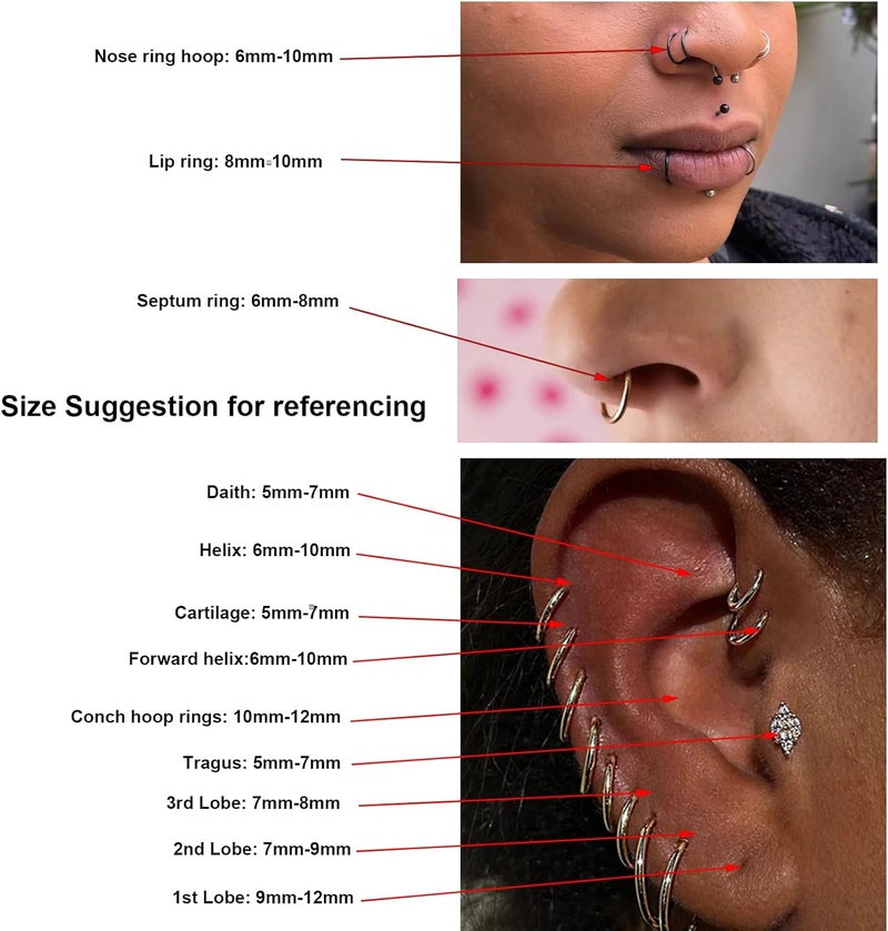 TOMIDES 16G Titanium Cartilage Earring Hoop for Conch Helix Tragus 8mm 10mm 12mm Hypoallergenic Hinged Clicker Nose Rings Septum Piercing Jewelry for Women Men - Image 5